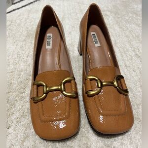 BIBI LOU Anthropologie camel colored block heel